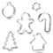 CookieCutter.com Gingerbread House 6 Piece Cookie Cutters Set, Christmas Tree, Gingerbread Man, House, Candy Cane, Tin Plate Steel, USA
